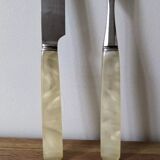Stainless steel and mother-of-pearl serving cutlery