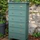Old grey green high chest of drawers H160