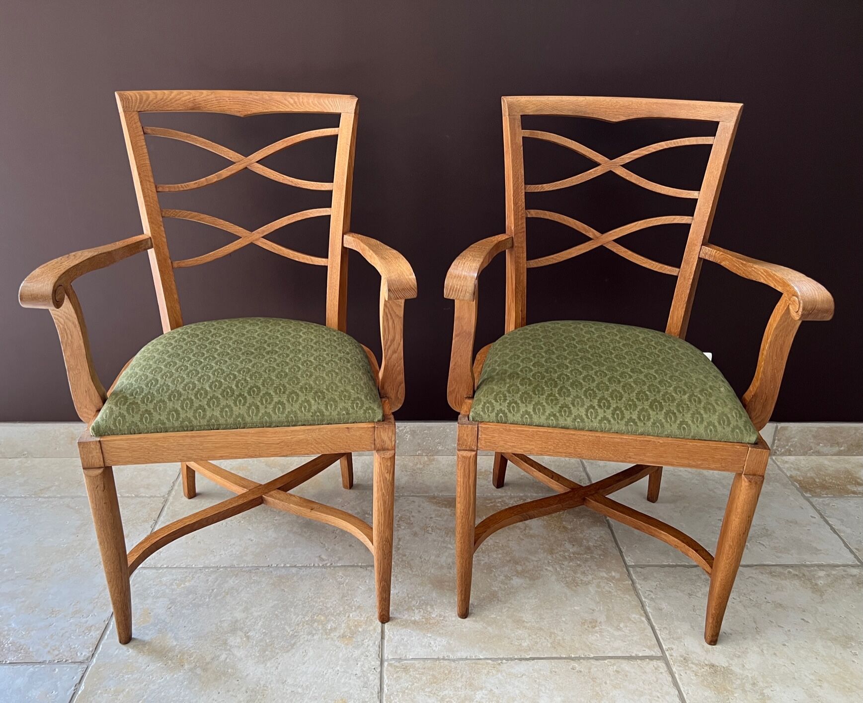 Paire de fauteuils Baptistin Spade 1940 en chêne clair