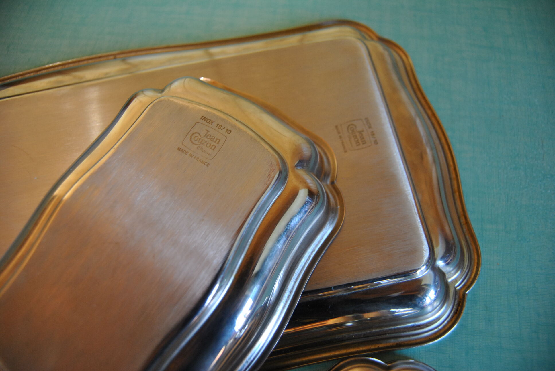 Set stainless steel trays, Jean Couzon