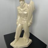 Ceramic sculpture signed Le Jan – Art Deco Skier