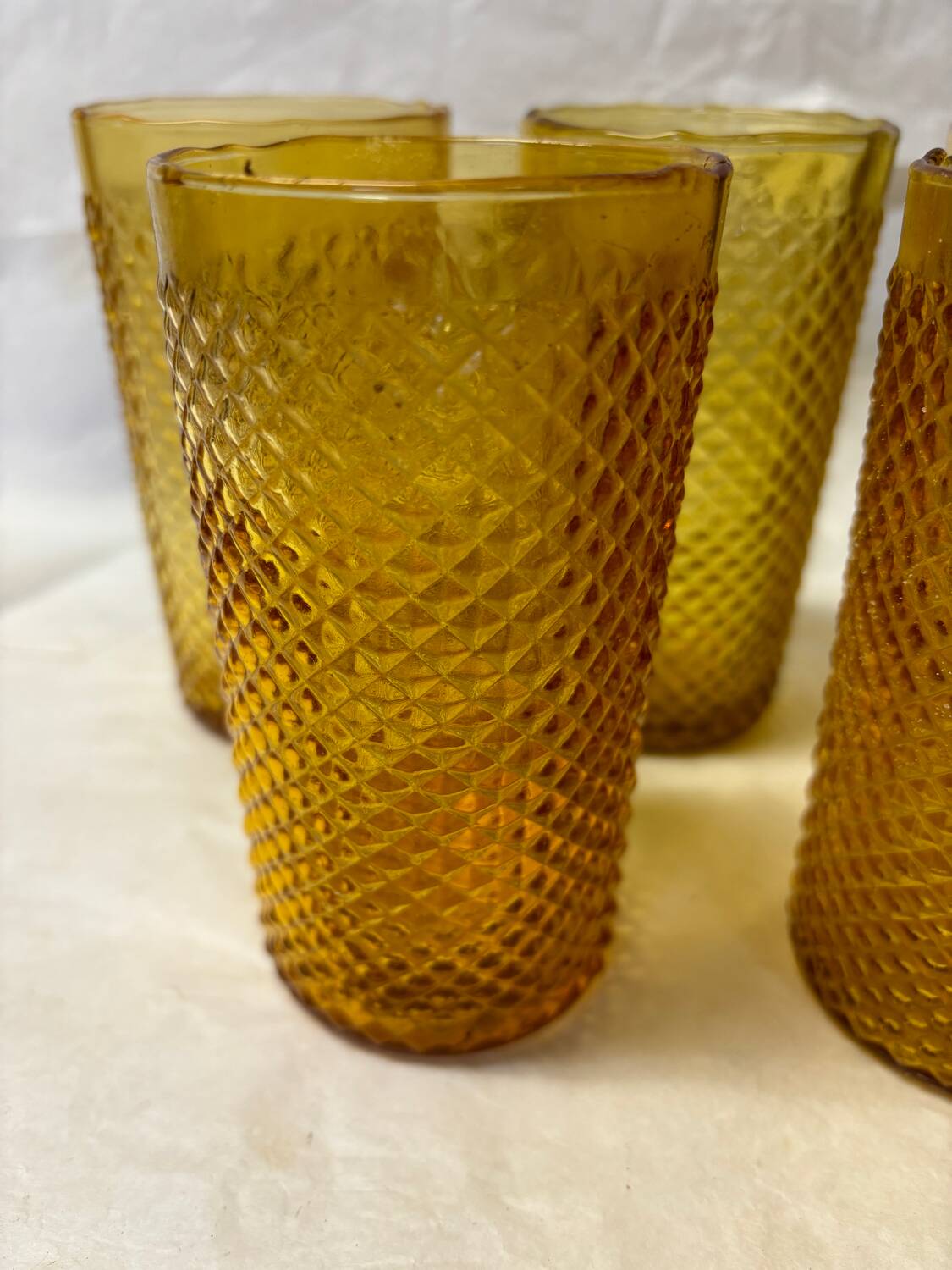 Set of 5 amber orangeade glasses