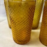 Set of 5 amber orangeade glasses