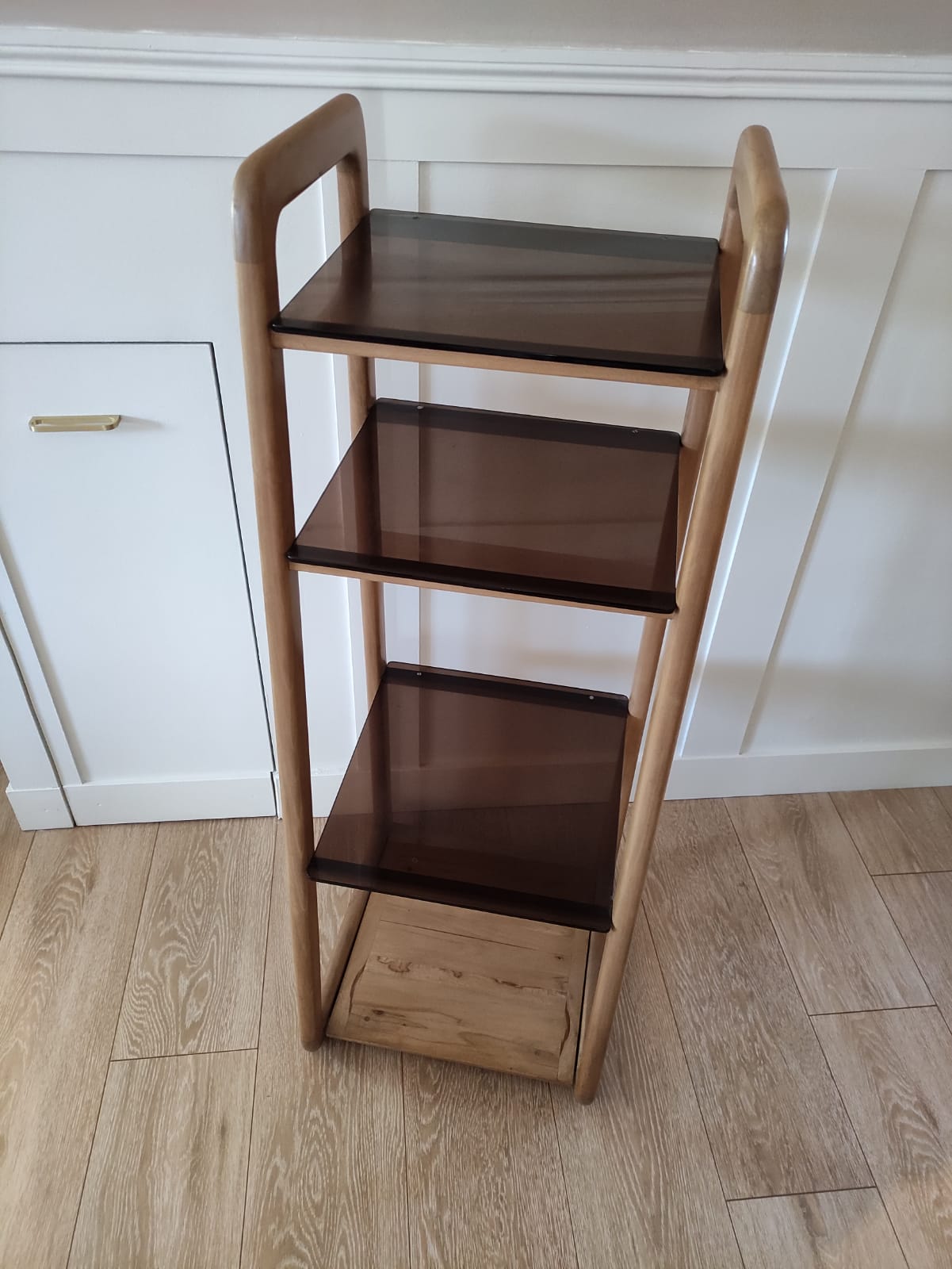 Scandinavian shelf in wood and plexiglass 70s