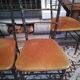 Suite de 4 chaises faux bambou laiton hollywood regency jaune moutarde