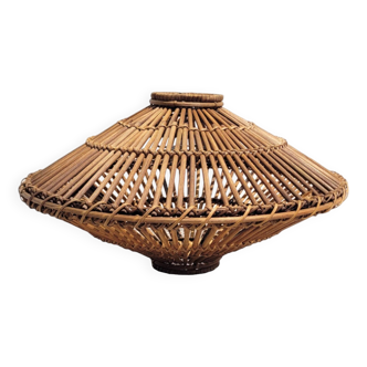 Abat-jour suspension soucoupe en rotin