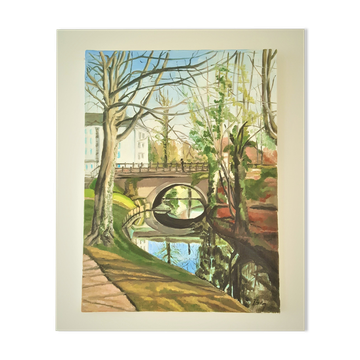 "The Little Bridge," oil on canvas by P. Berton