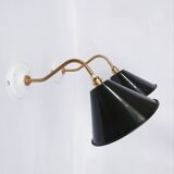 vintage wall lights in enamelled brass sheet metal