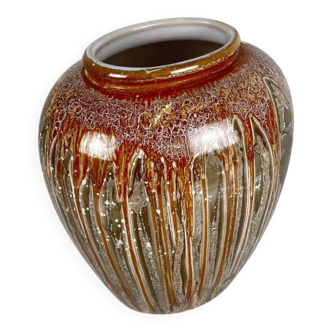 West German ceramic vase with stone-effect glaze, 1960/70 MCM