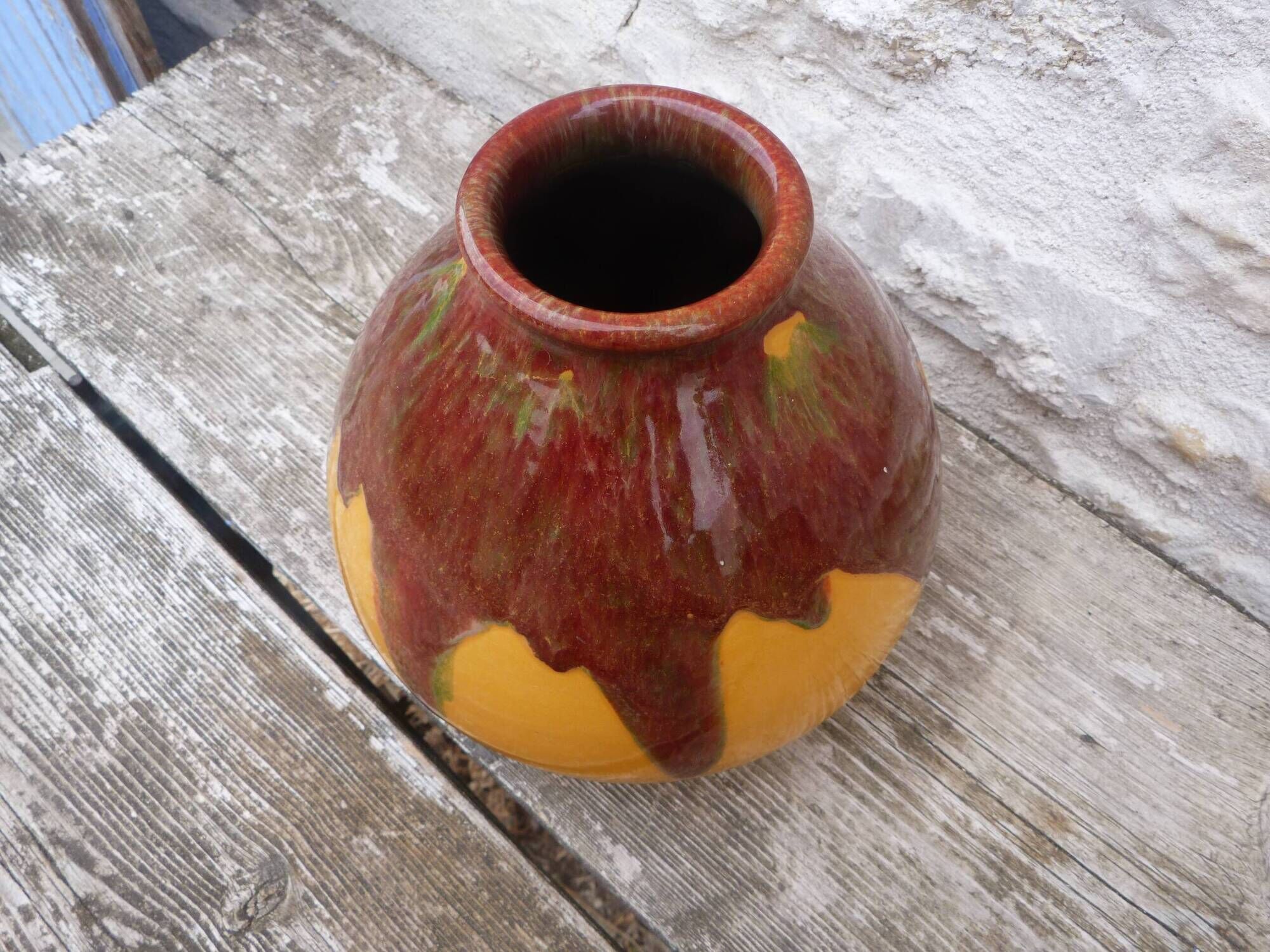 Vase vintage céramique Grés Flammé moderniste Vallauris