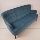 Artifort sofa petrol blue ribcord by Theo Ruth