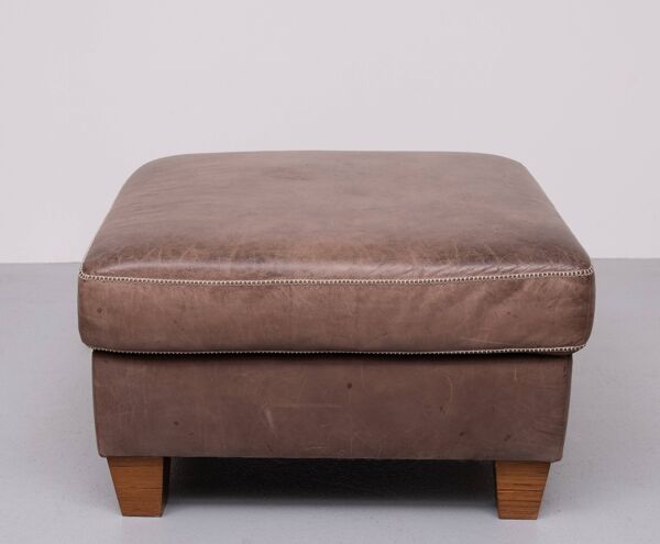 Pouf ou ottoman en cuir Stich des années 1970