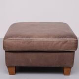 Stich Leather Pouf or Ottoman 1970s