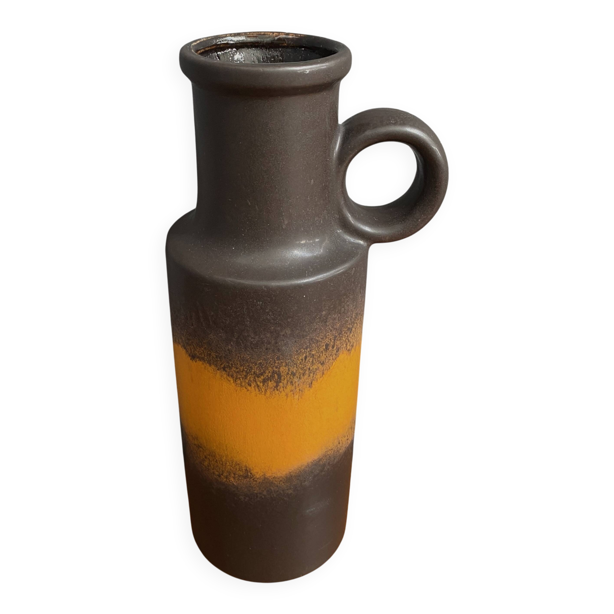 vase marron et orange Allemagne de l'Ouest Scheurich modèle 401-28 années 1970