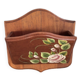 Wooden letter mail holder decorated with roses