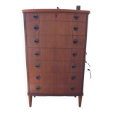 Commode, semainier en placage de teck