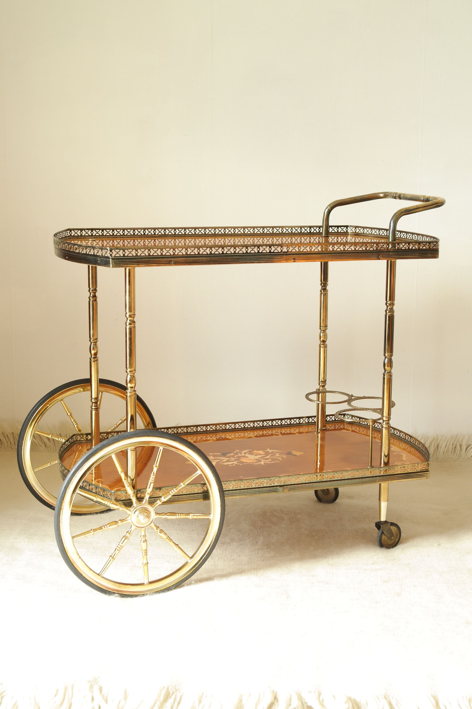 Desserte bar vintage in mahogany marquetry