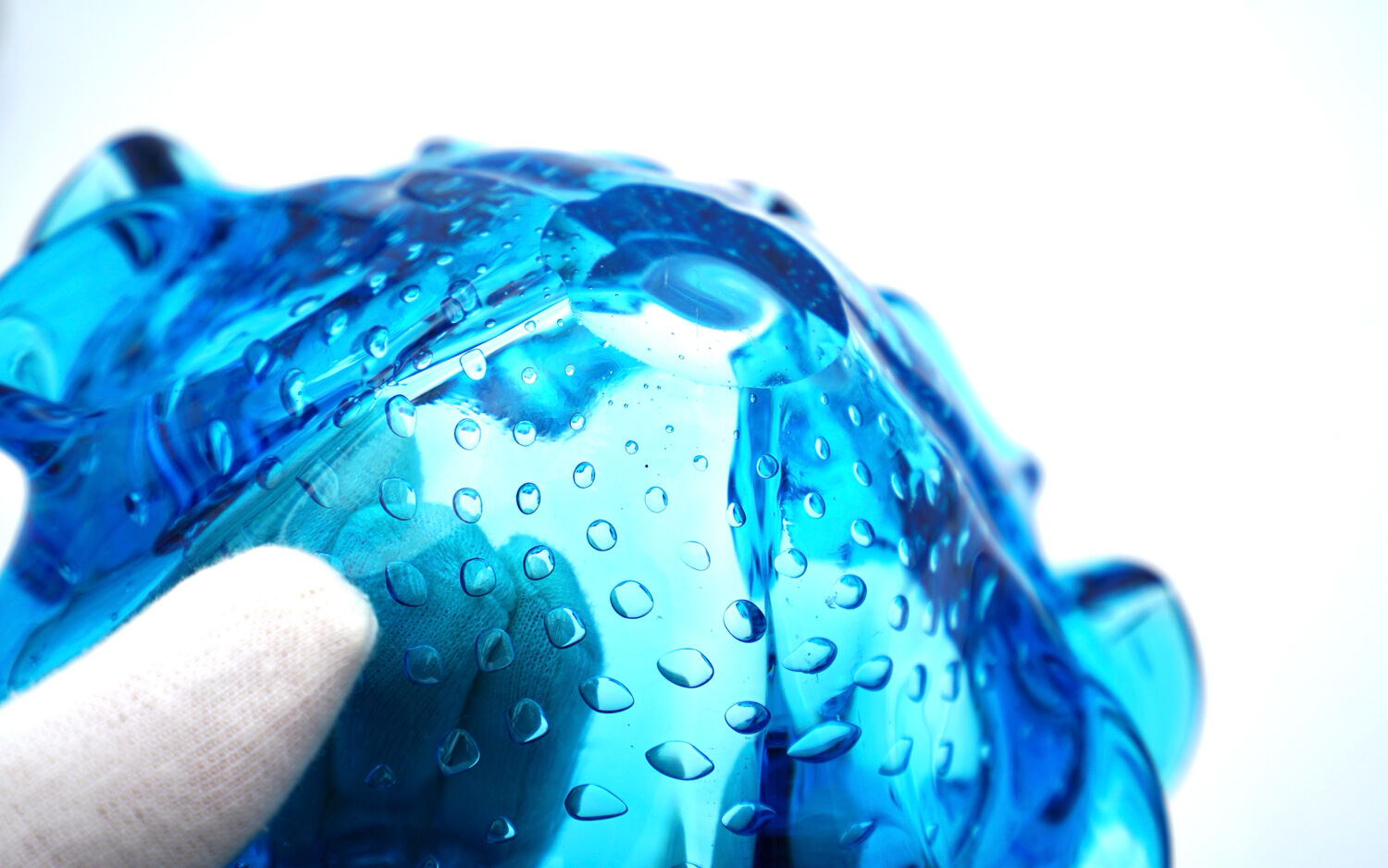 Murano Sculptural Bowl — "Bullicante" Aquamarine Blue — 1950