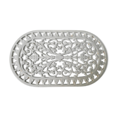 White enamelled cast iron flat, Made in France, L 36 cm
