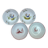 4 assiettes creuses dépareillées en faïence de MBFA Pornic