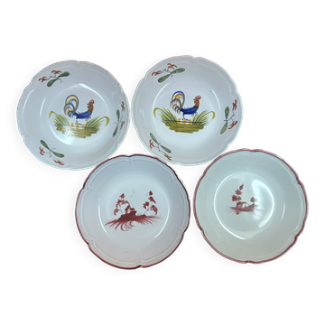 Set of 4 deep plates 20 cm in earthenware from MBFA Pornic model diff.