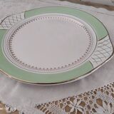 Pie dish with ears in water green and golden frieze l'Amandinoise