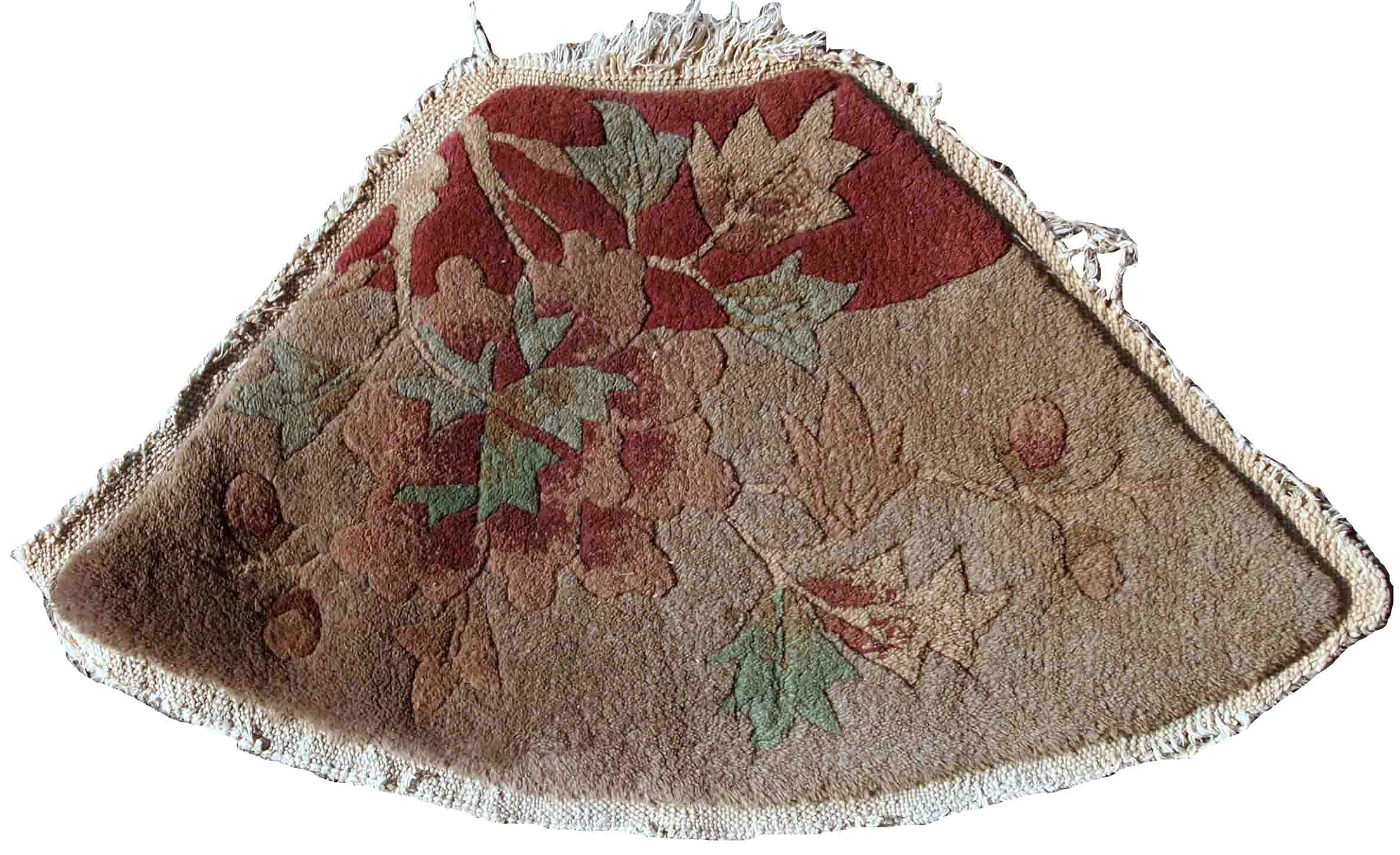 Antique Chinese carpet Art Deco handmade 30cm x 53cm 1920s