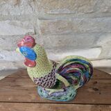 Polychrome decorative rooster in Paris Porcelain statue H30cm