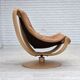 1980s, Scandinavian swivel armchair, furniture leather, bent wood.