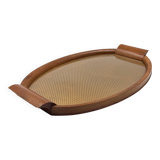 Mid-century wood and brass tray, Italy 1950s