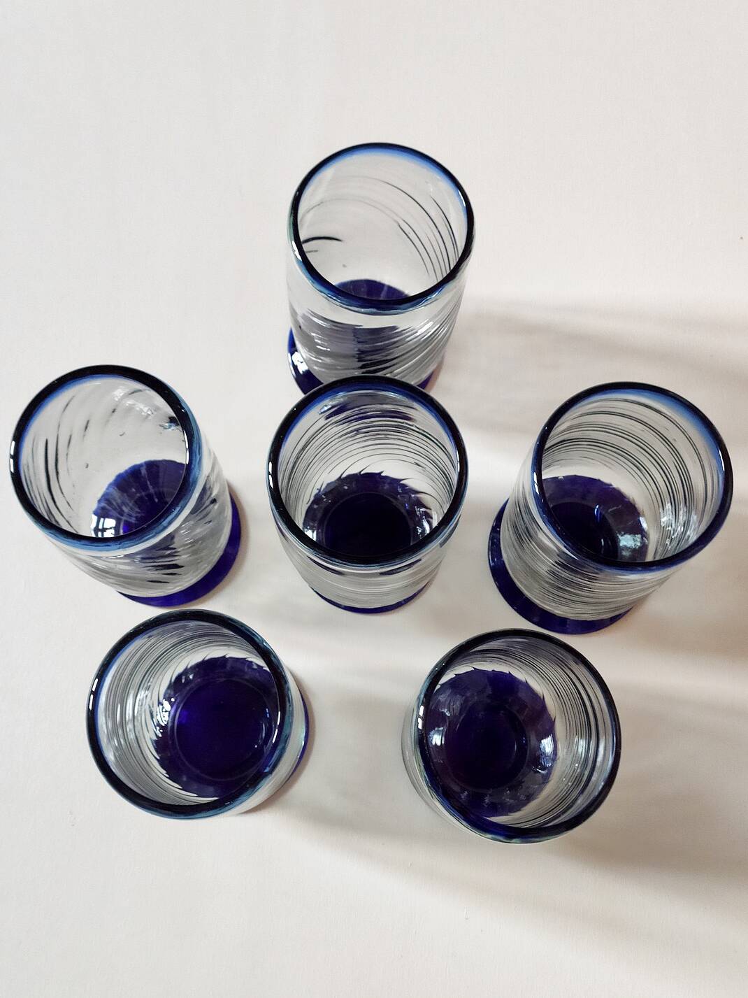 6 Mexican handicraft orangeade glasses