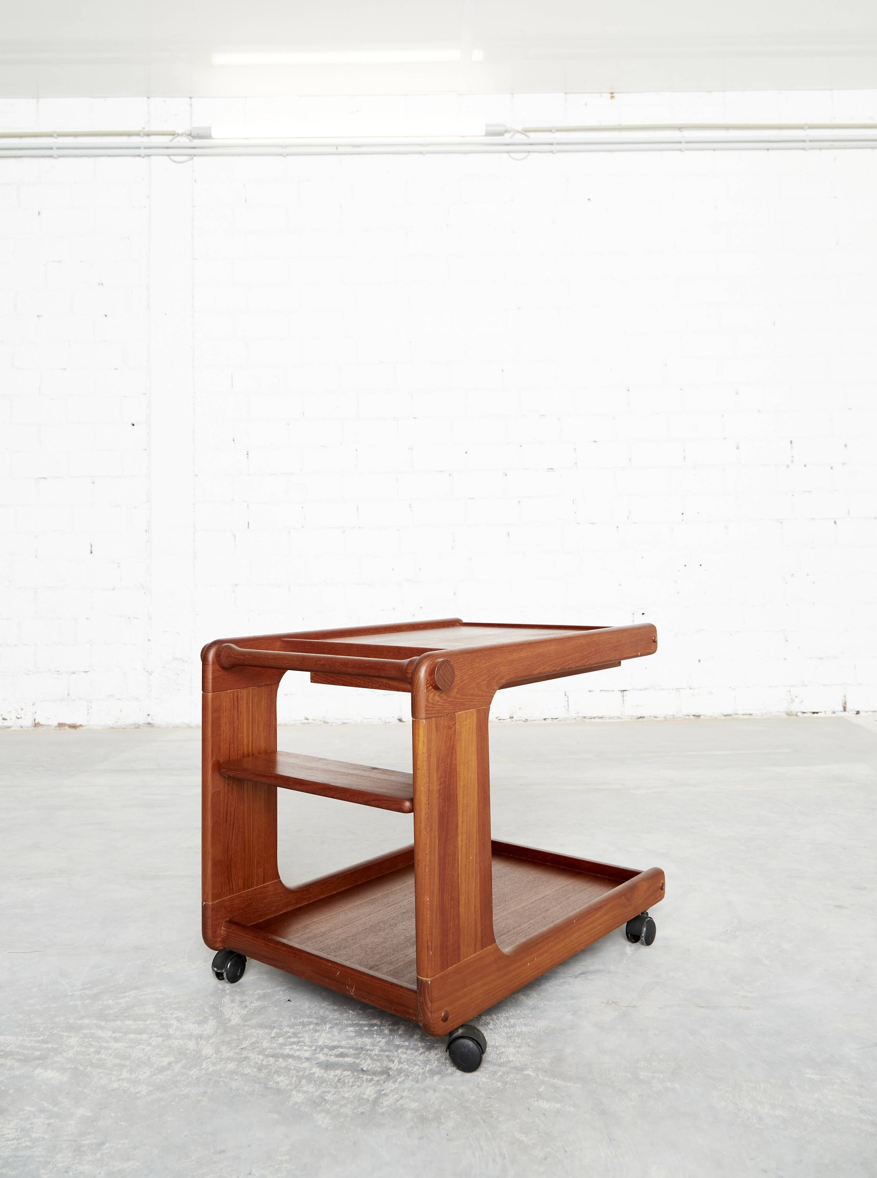 Mid-Cenntury C-Shaped Bar Trolley in Teak by K.T. Møbler