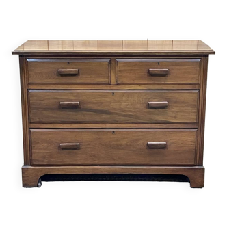 Early 20th century English chest of drawers in walnut and oak