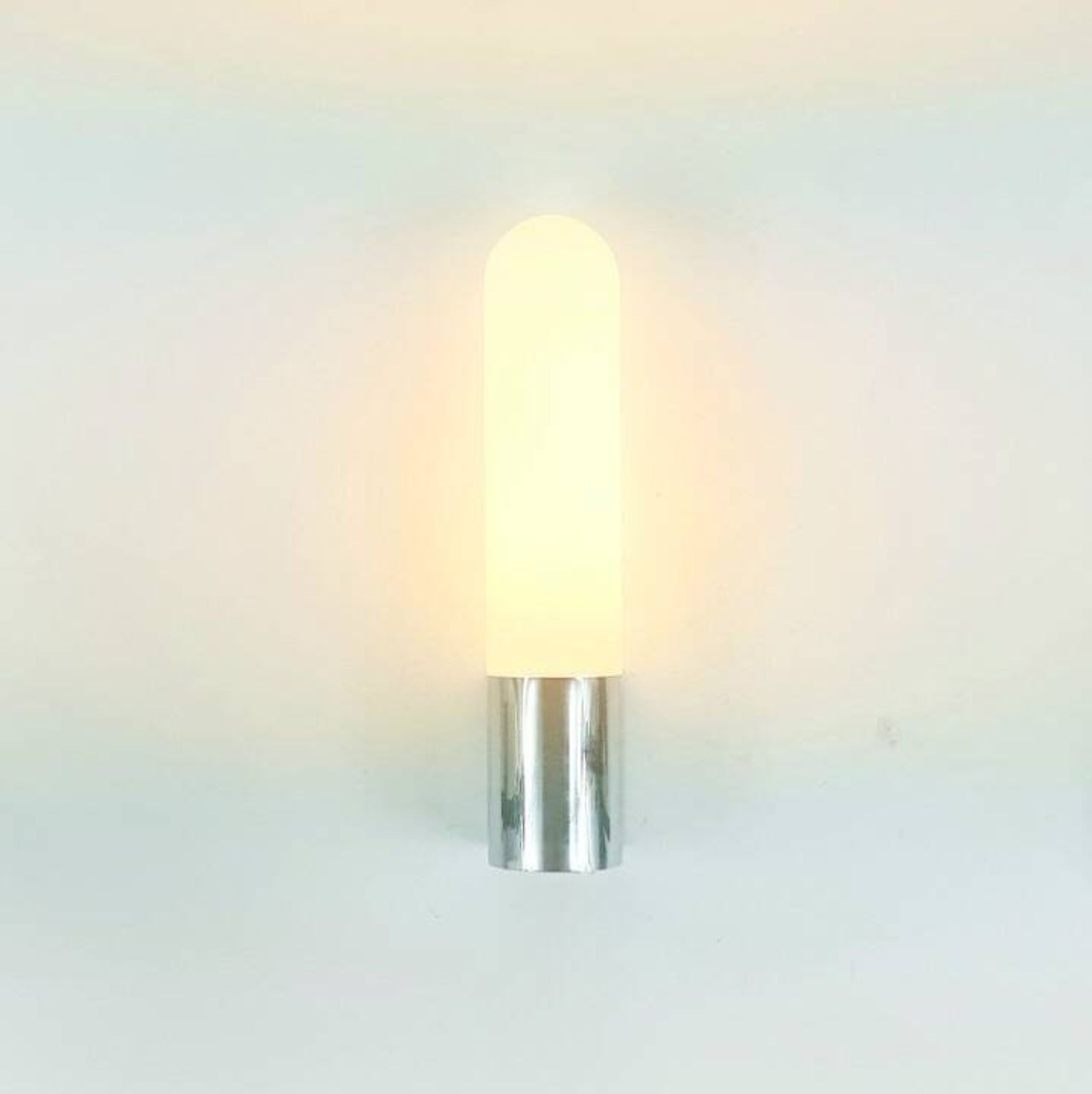 Set of 3 Mid Century Opaline Glass & Chrome Wall Lights from Limburg, 1970s