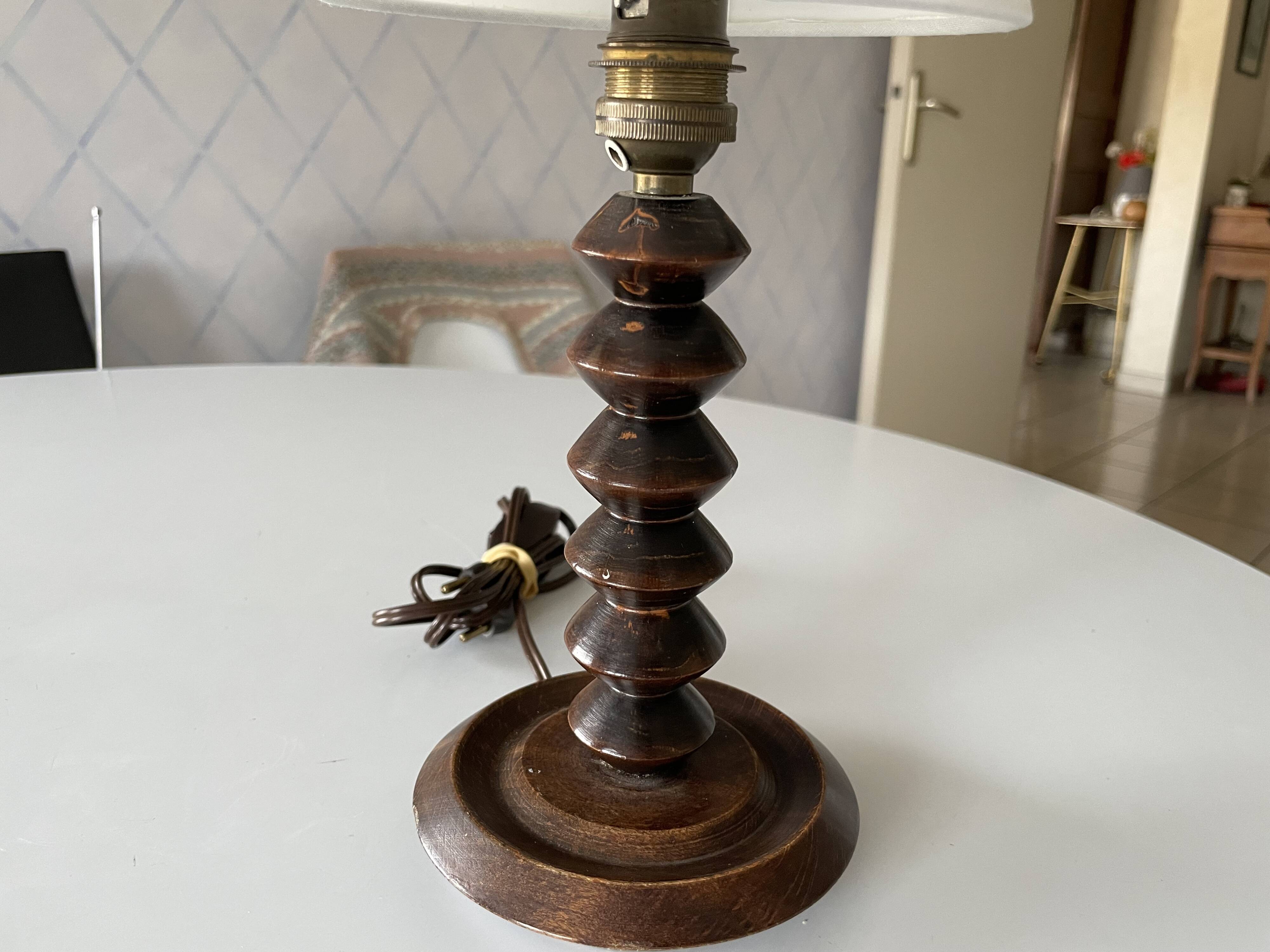 Wooden table lamp from the 70s