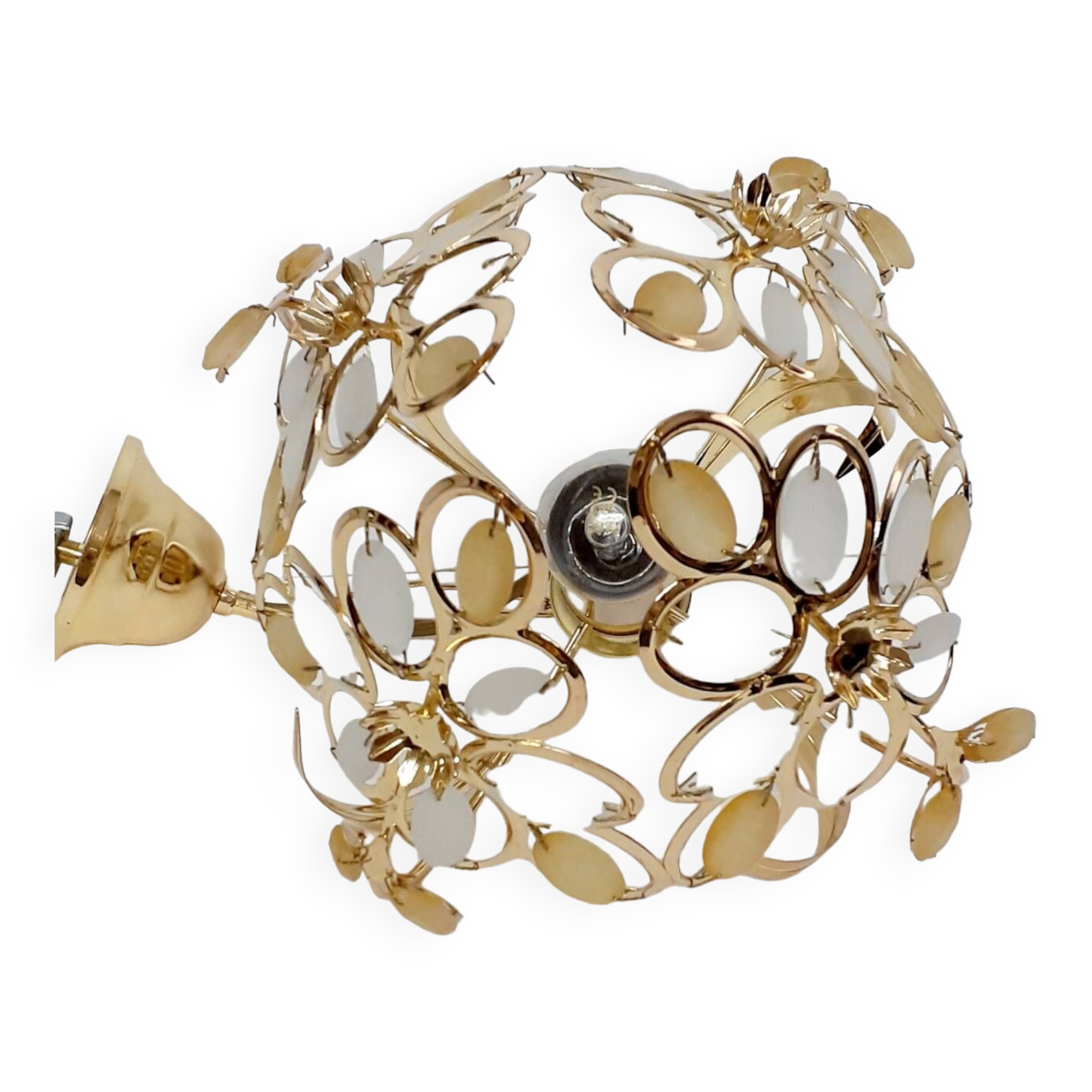 Gold metal pendant light and 90's glass pendants