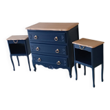 Louis XV style chest of drawers and bedside tables set