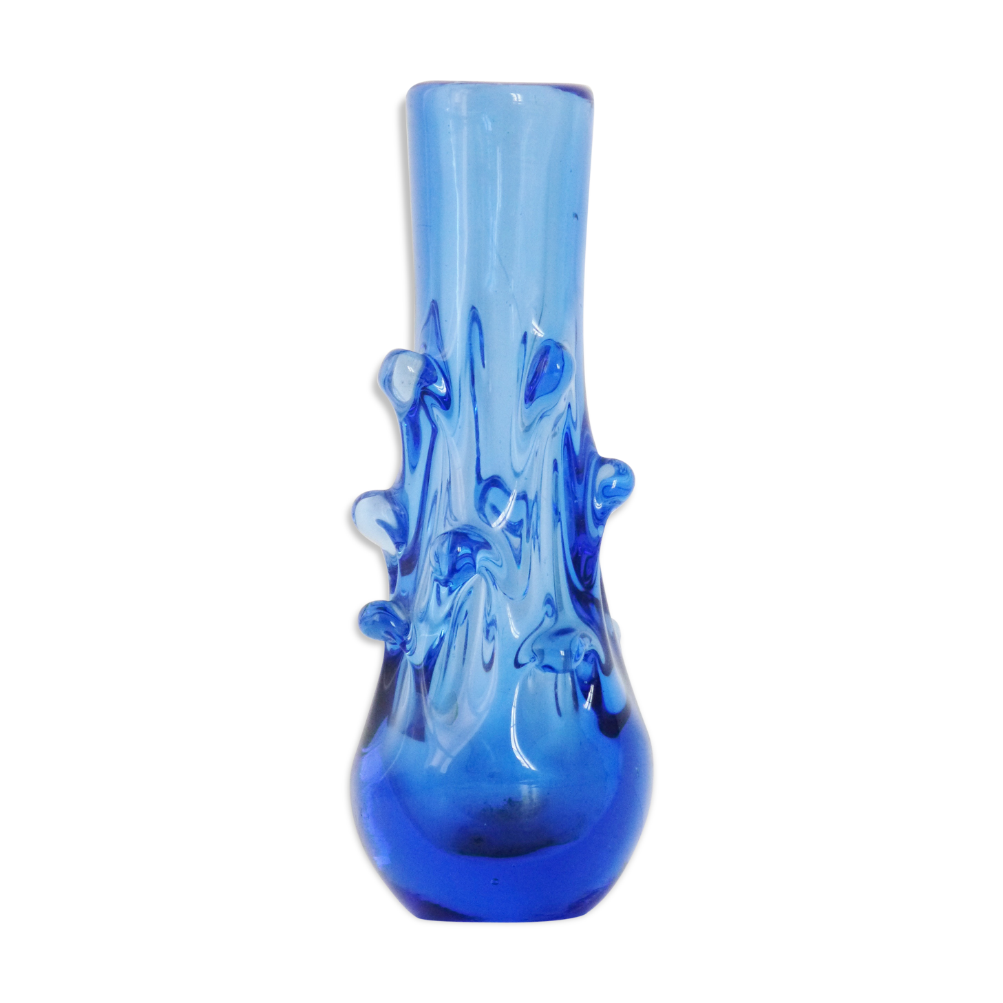 Vase en verre bleu 1960