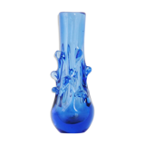 Vase en verre bleu 1960