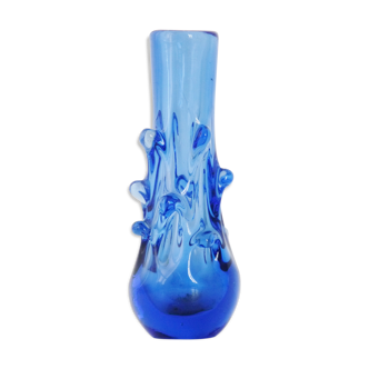 Vase en verre bleu 1960