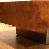 Rectangular elm magnifying glass coffee table, c. 1980