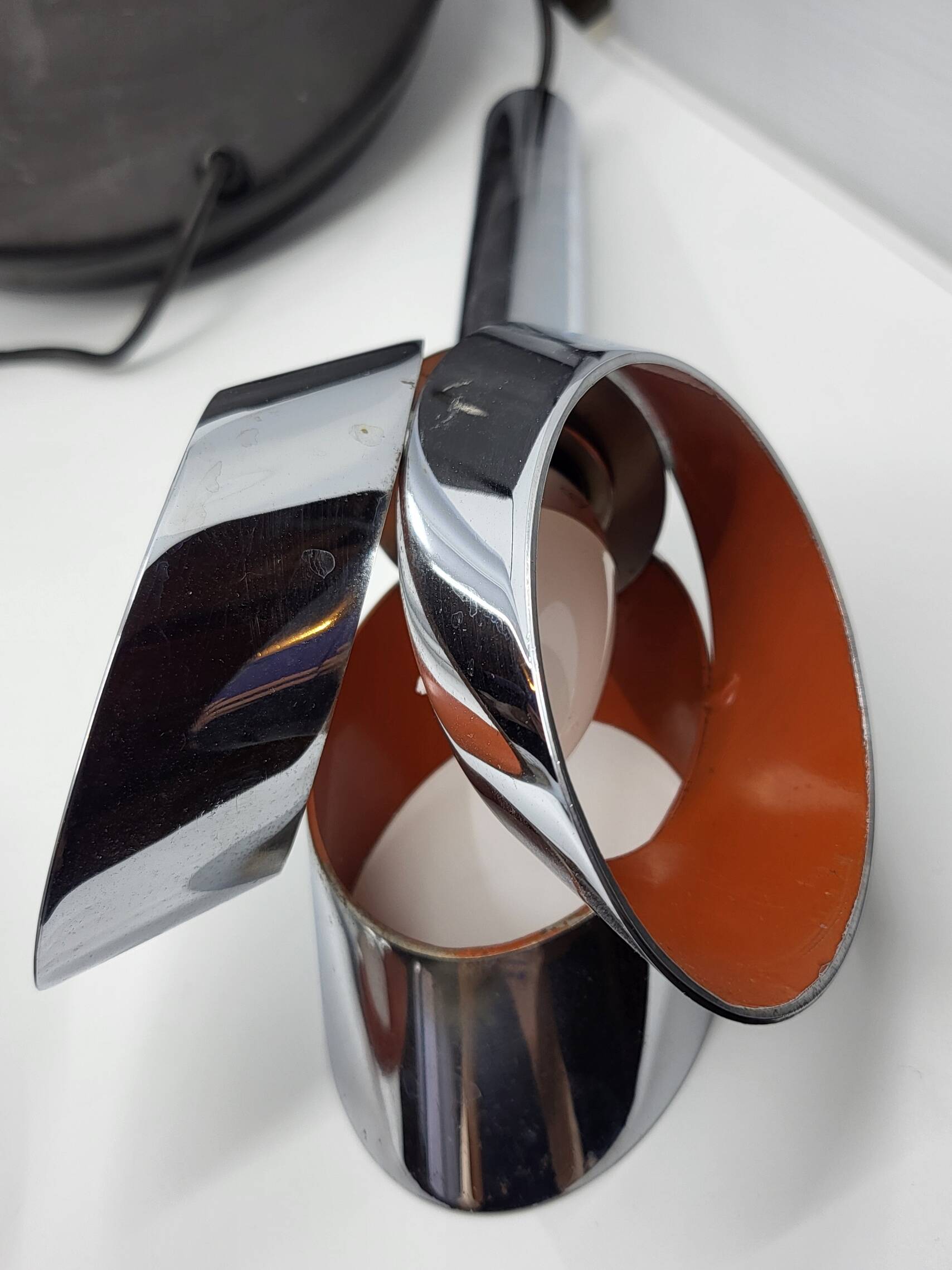 Massive Belgique three-armed waterfall pendant lamp in chrome and orange lacquer