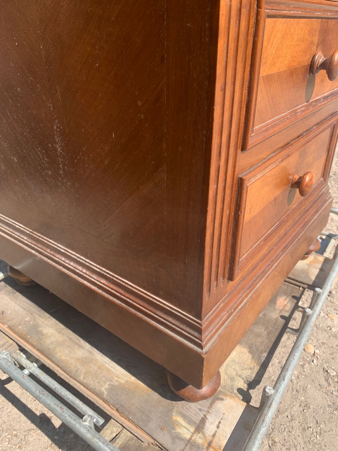 High bedside table in wood and marble around 1900