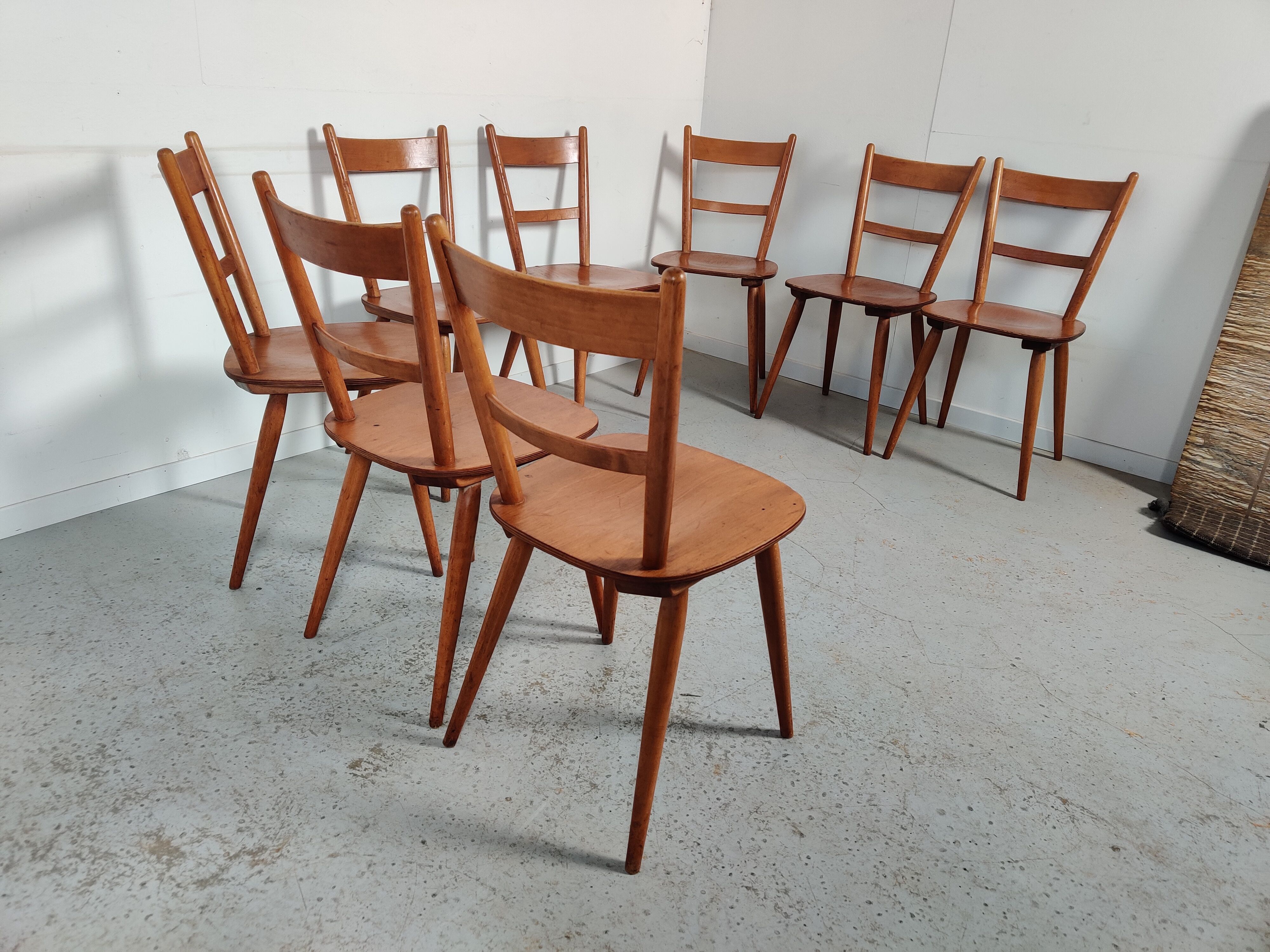 8 vintage bistro chairs 60s