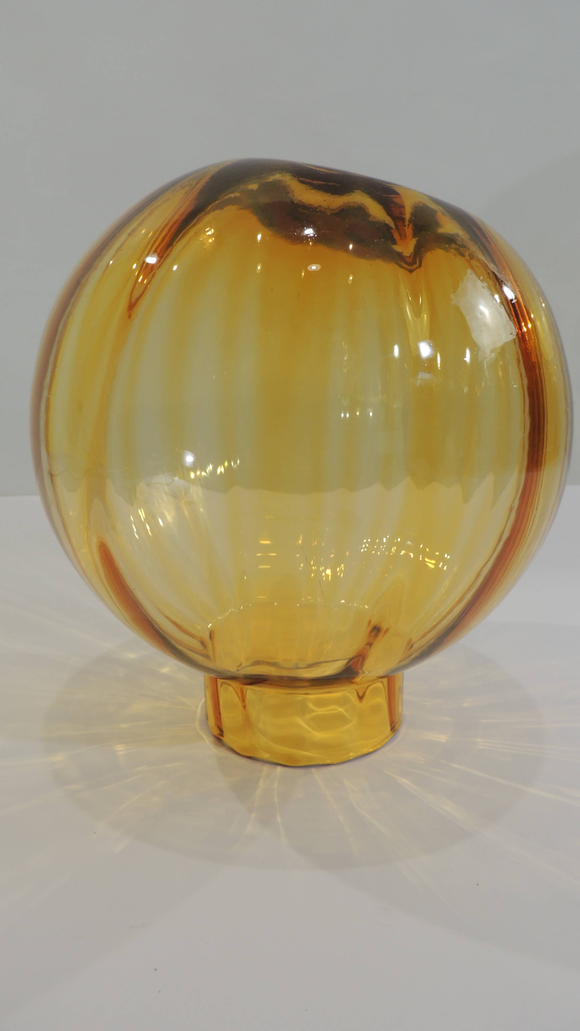 Slanted/Vintage Amber Glass Vase