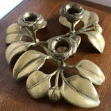 Golden bronze flower candlestick