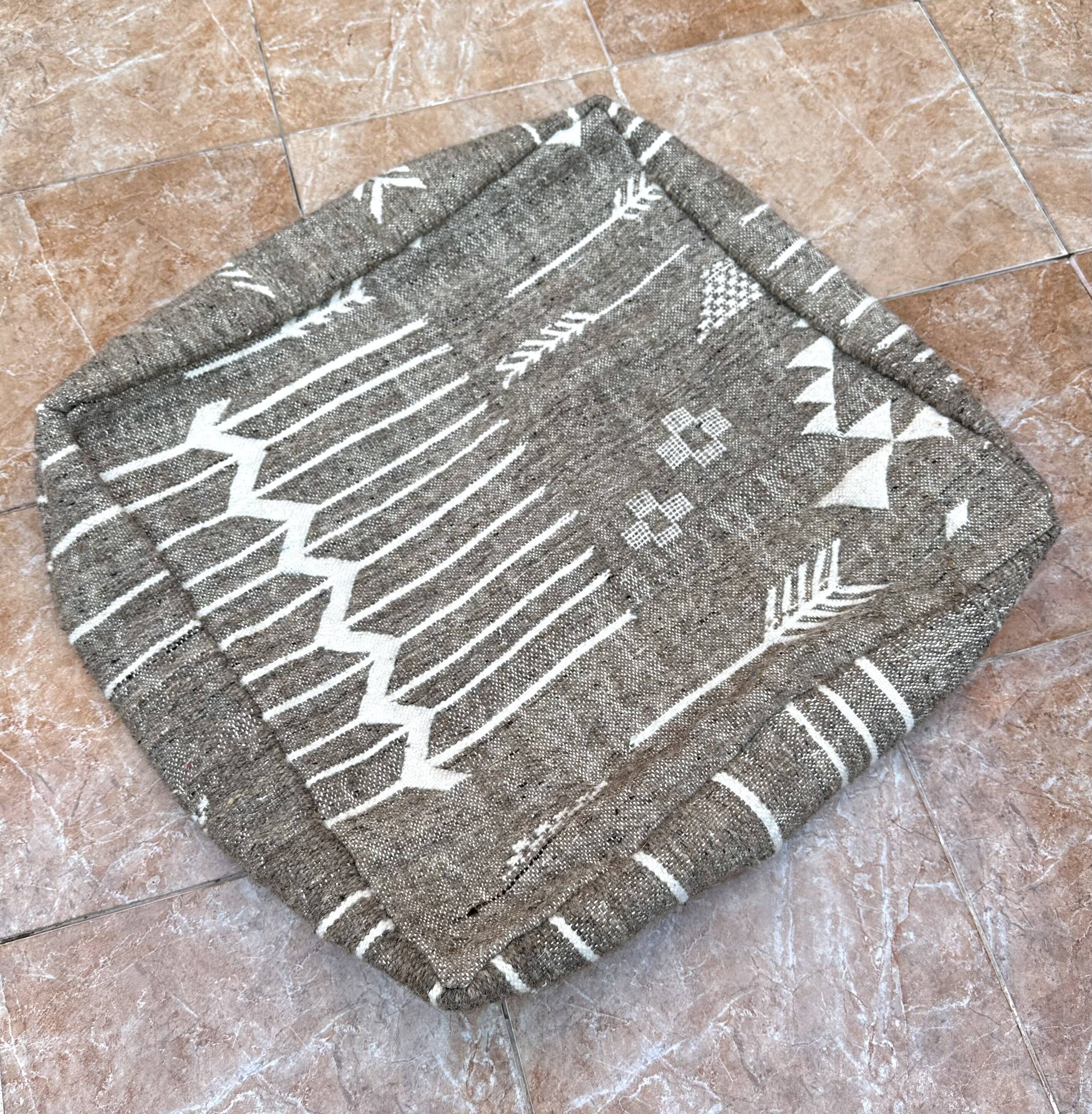 Handmade Berber Kilim Pouf, Floor Cushion