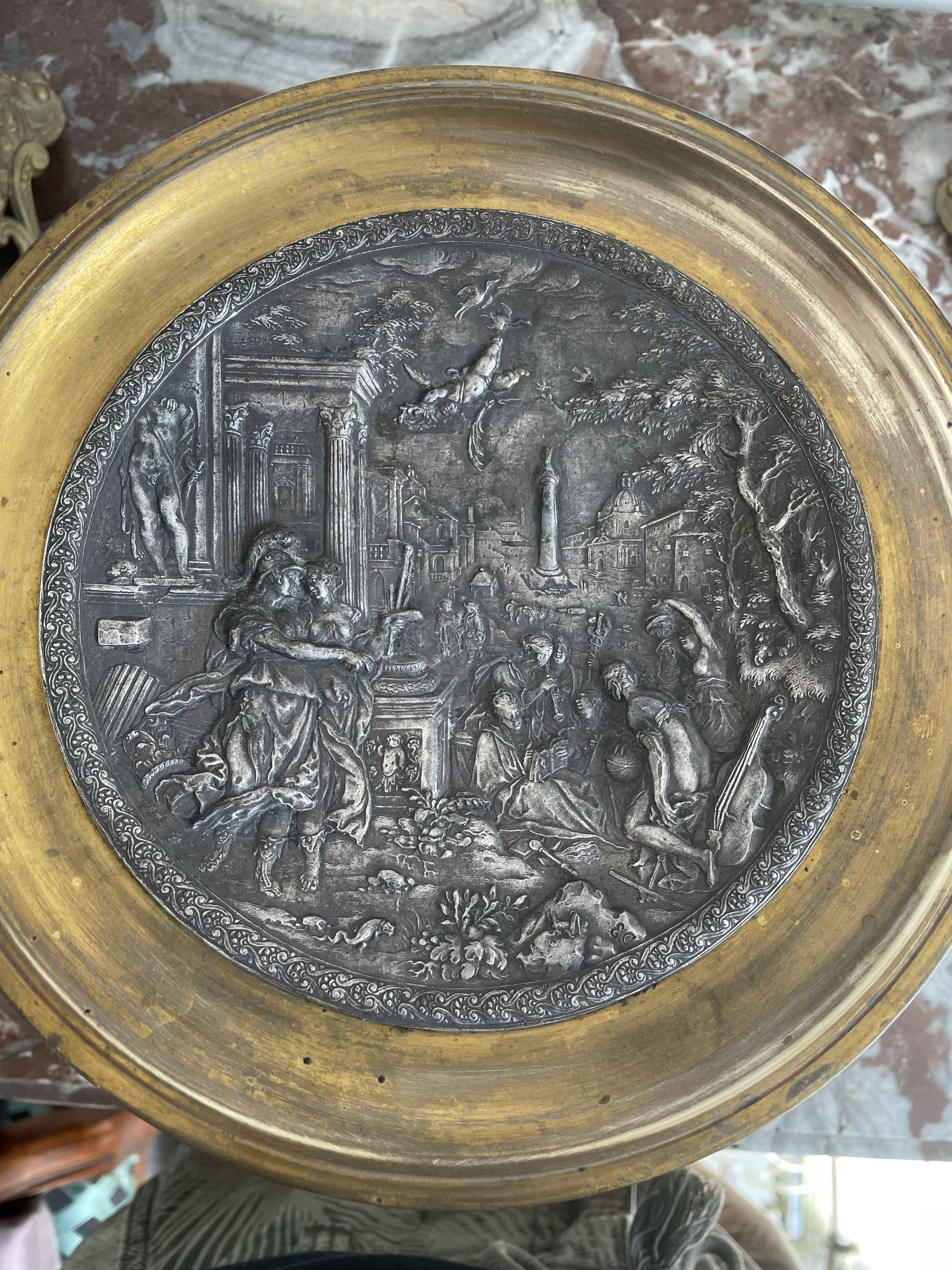 Antique, Standing cup, bronze, Napoleon III period, scene in the taste of antiquity, nineteenth, France