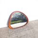 Contemporary oval mirror in teak finish