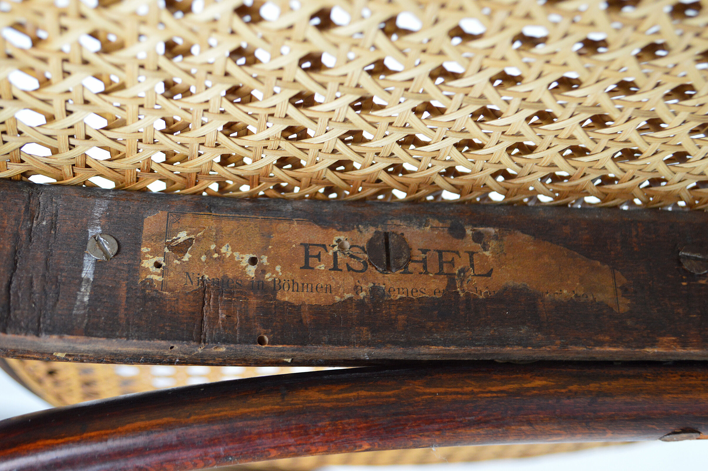 Fischel canned armchair with rack and pinion around 1910